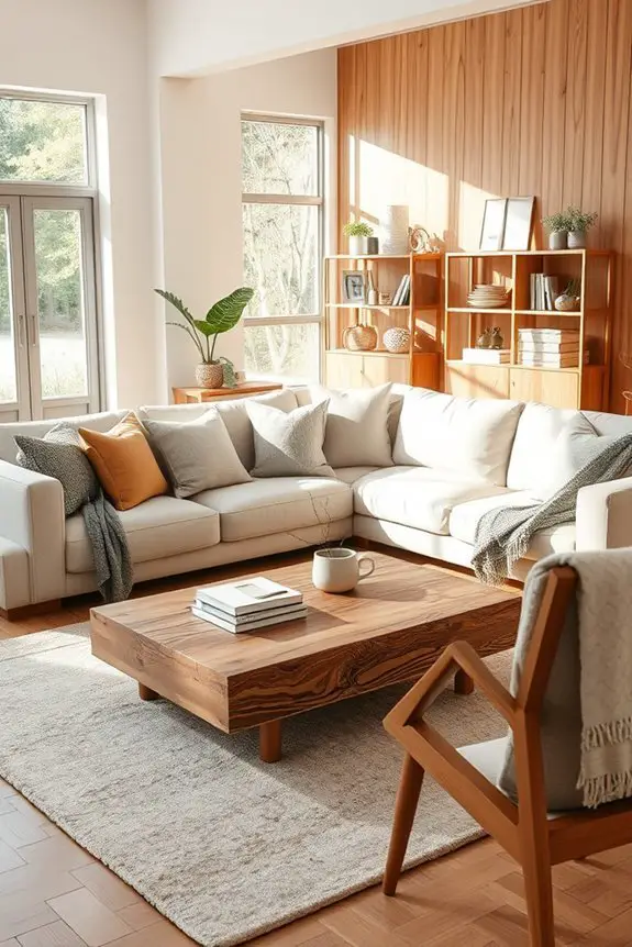 warm wood accents enhance coziness