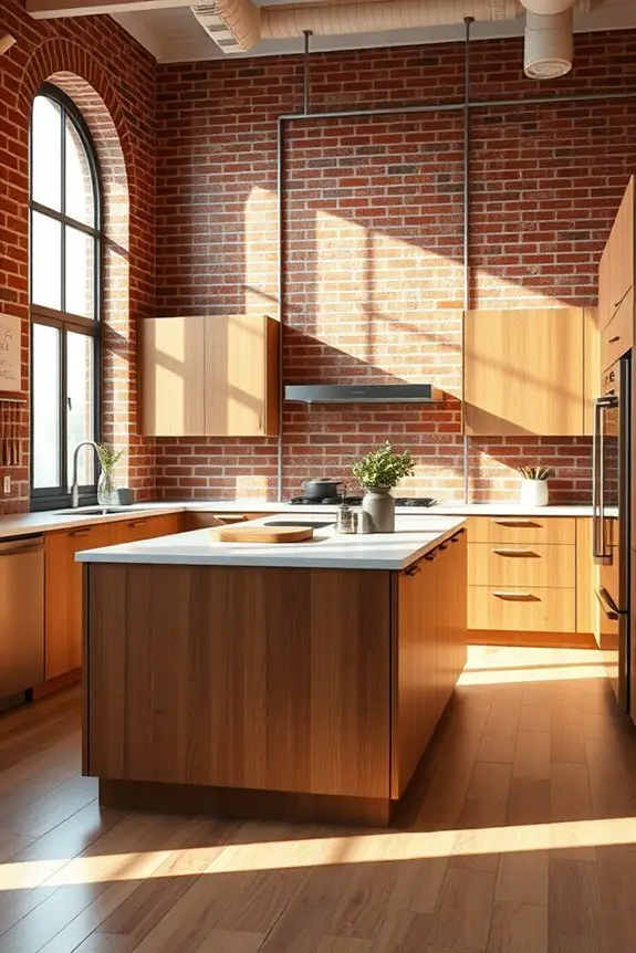 warm wood and brick