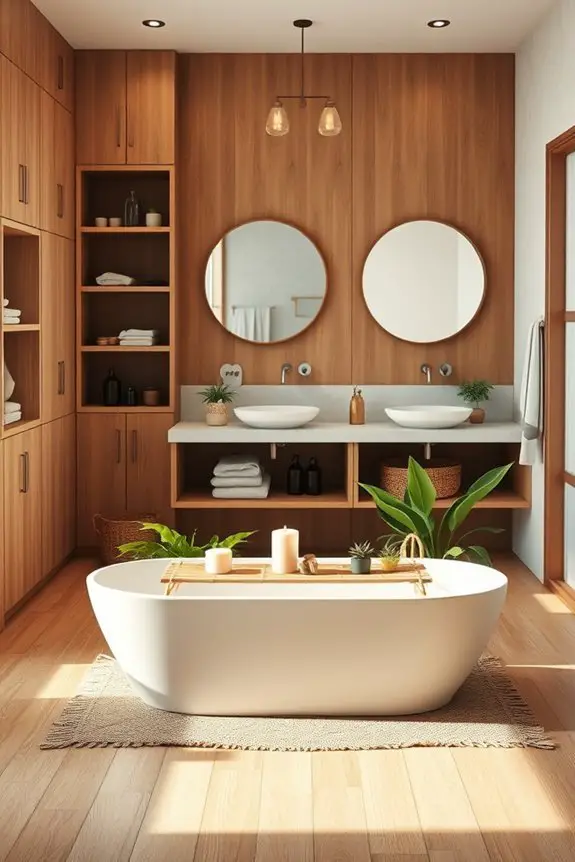 warm wood boho bathroom