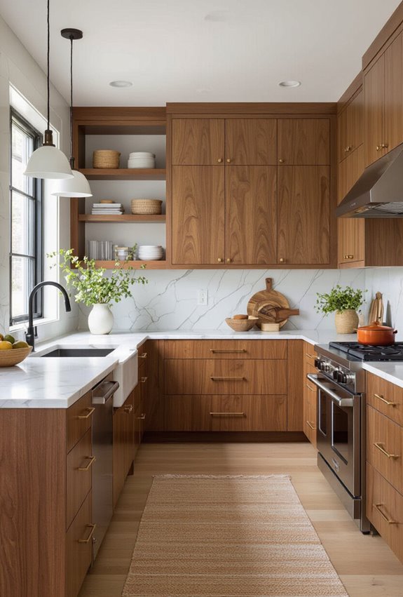 warm wood cool tile contrast