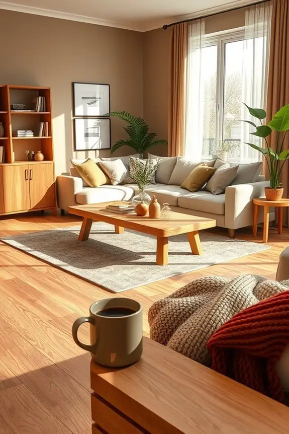 warm wood finishes enhance decor