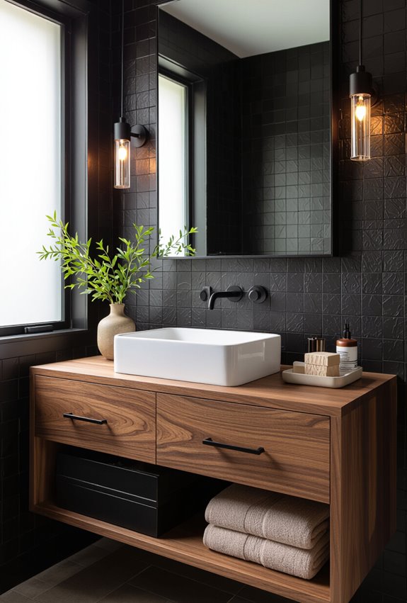 warm wood with black