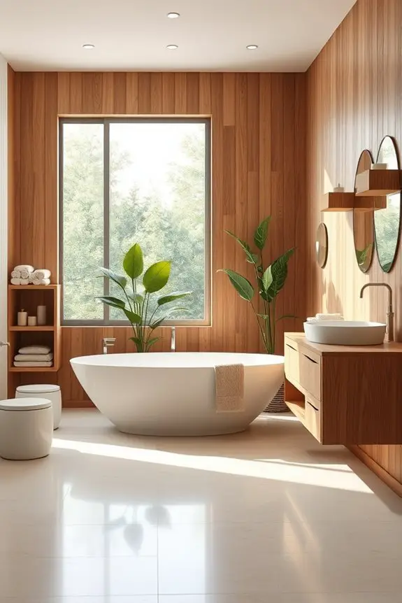 warm wooden bathroom accents