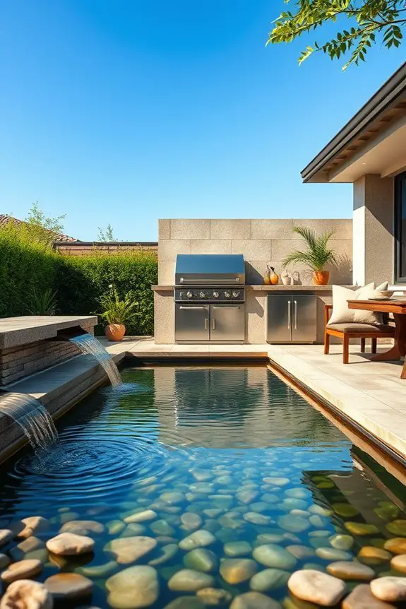 waterfall bbq retreat ambiance