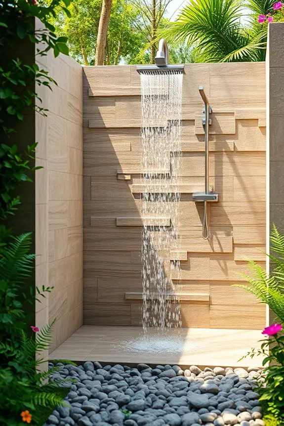 waterfall outdoor shower experience
