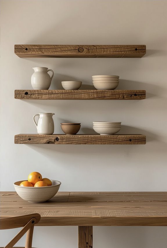 weathered live edge reclaimed shelves