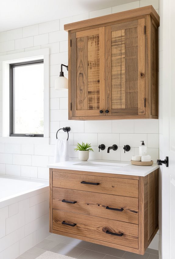 weathered reclaimed wood cabinet warmth