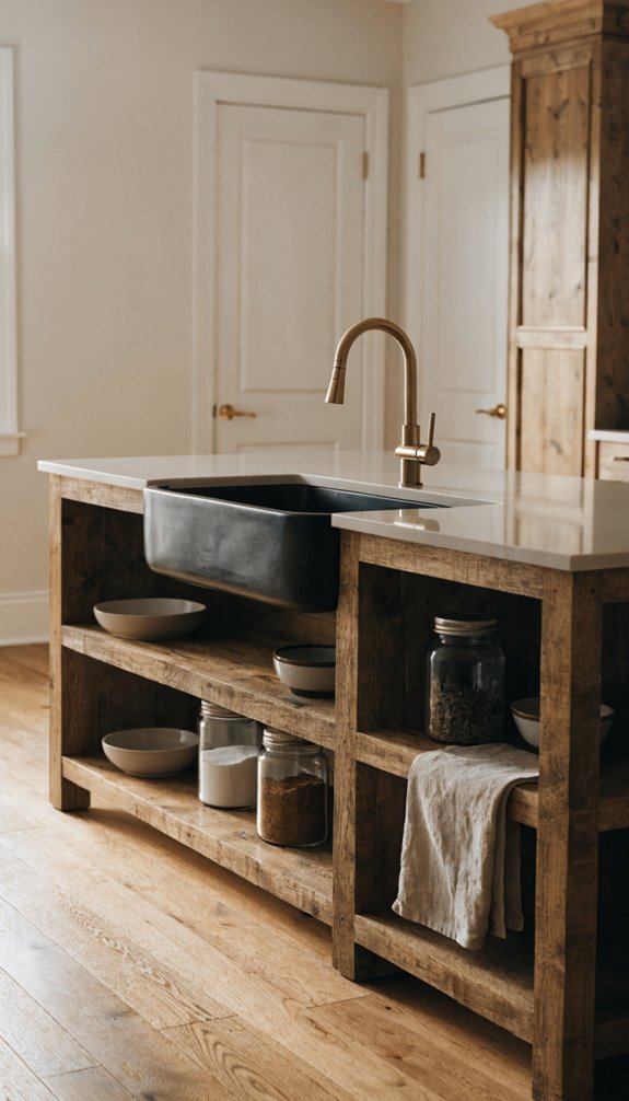 weathered reclaimed wood kitchen island