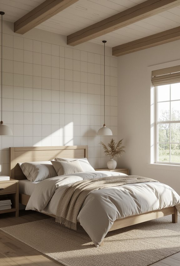 weathered shiplap behind bed