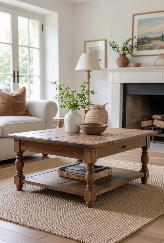 weathered turned leg parquet table
