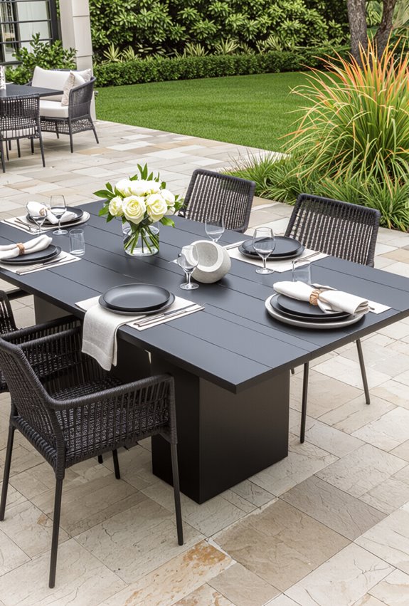 weatherproof black outdoor dining