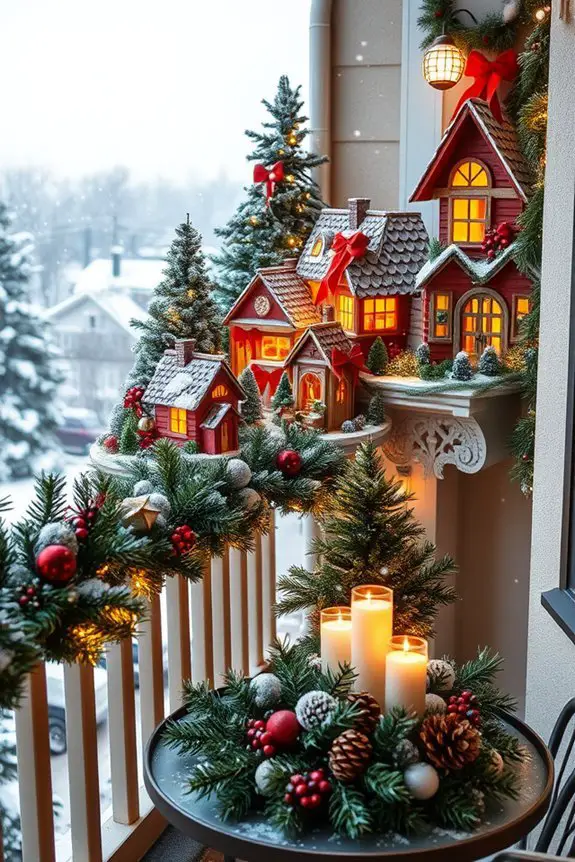 whimsical balcony christmas village