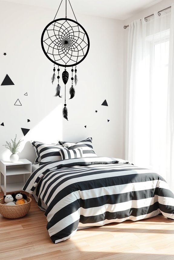 whimsical black and white dream catchers