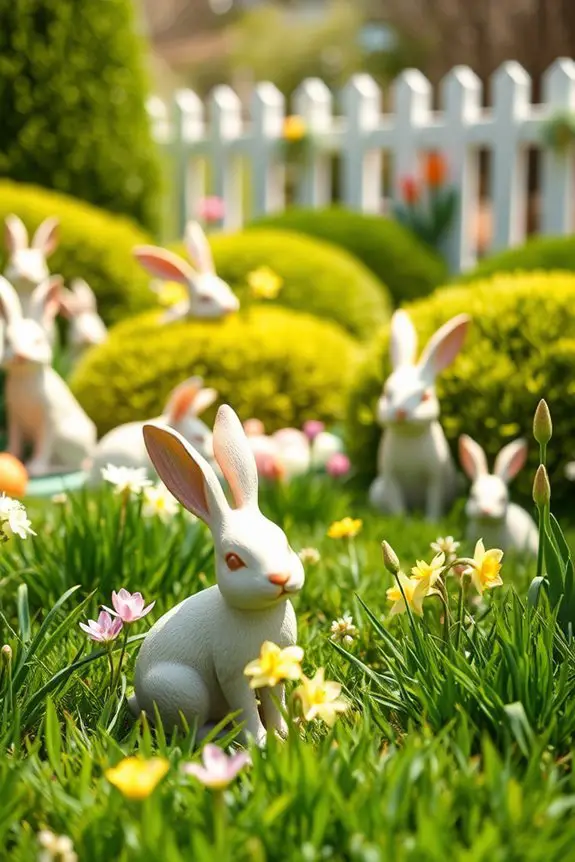 whimsical bunny garden statues