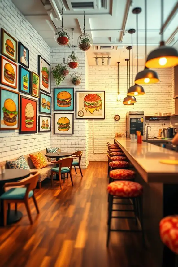 whimsical burger shop decor