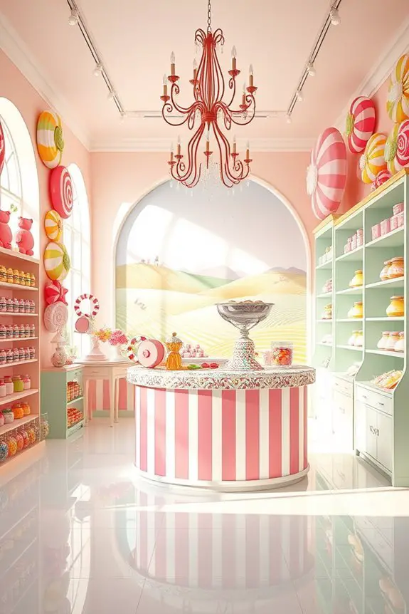whimsical candy themed dessert shop