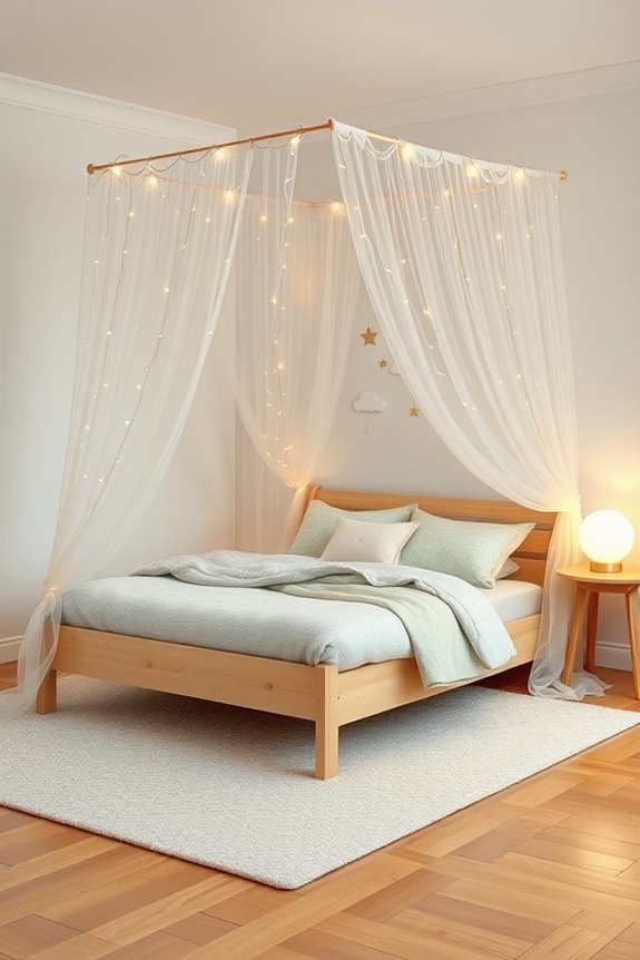 whimsical canopy bed lighting