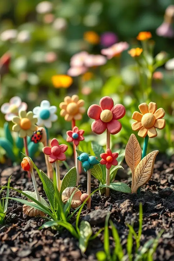 whimsical clay garden stakes