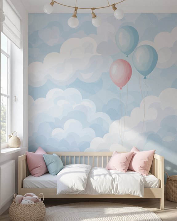 whimsical cloud and balloon design