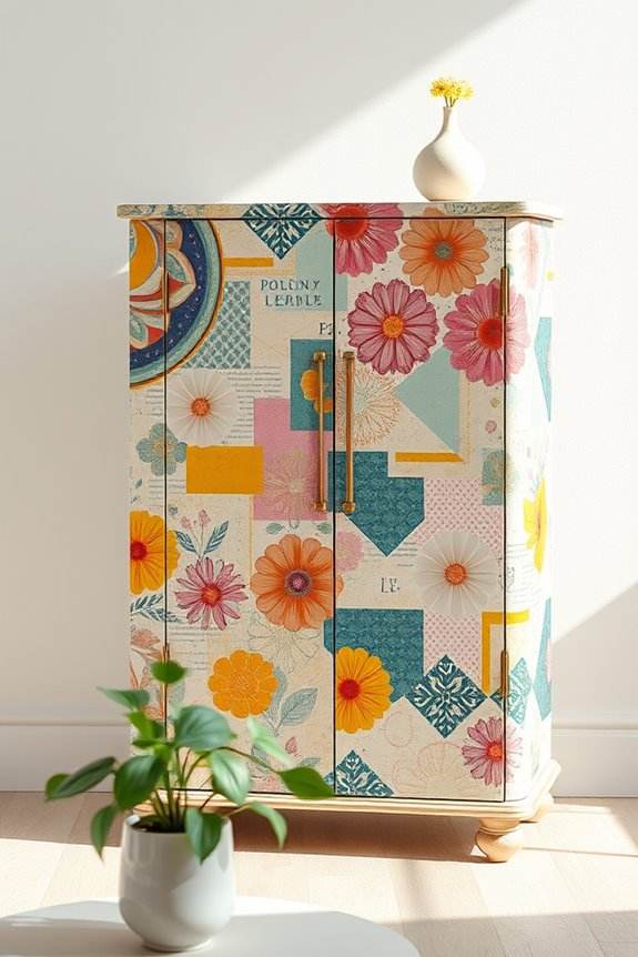 whimsical decoupage cabinet designs