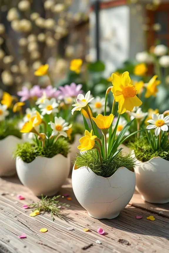 whimsical eggshell planters decoration