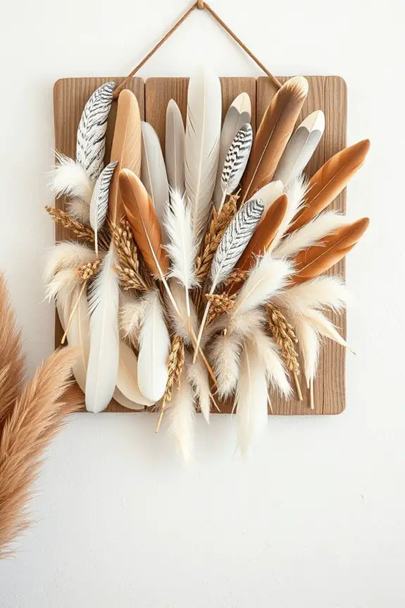 whimsical feather wall decor