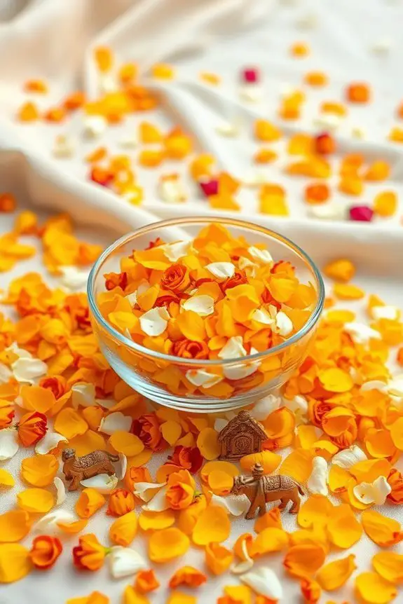 whimsical flower petal decor
