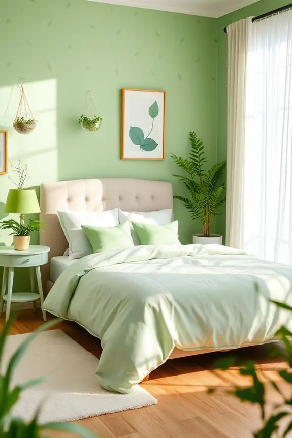 whimsical green bedroom accents