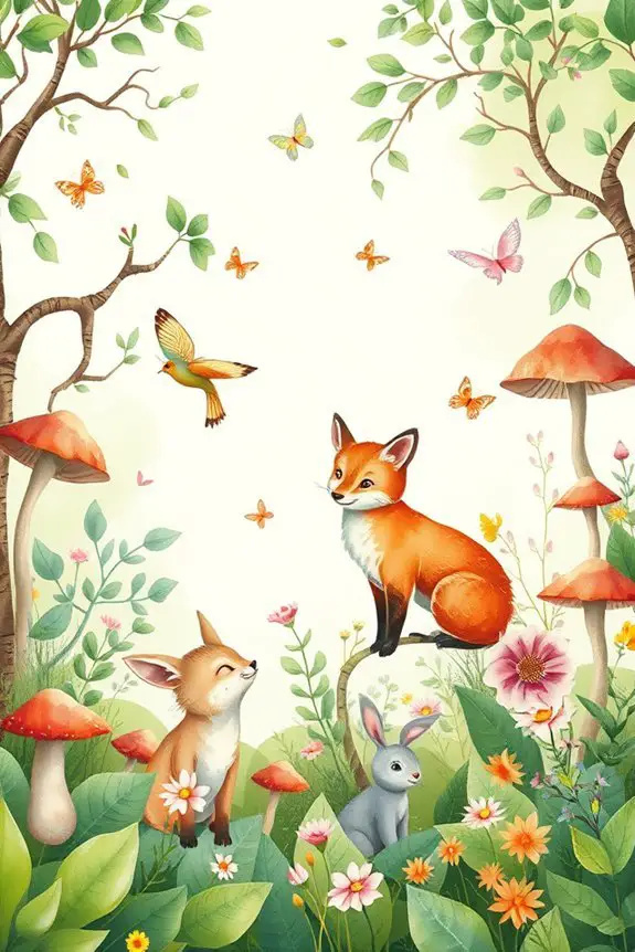 whimsical green nature illustrations