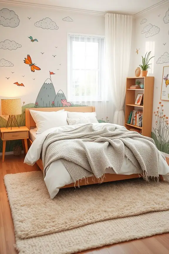 whimsical illustrations enhance bedrooms