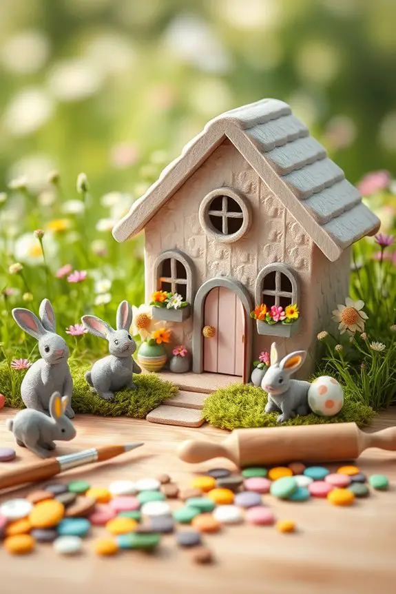 whimsical miniature bunny houses