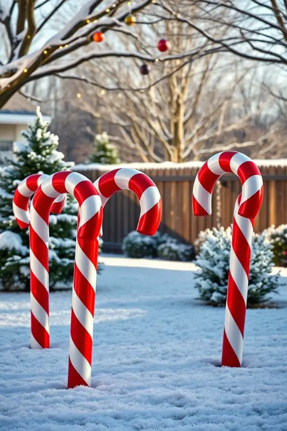whimsical oversized candy canes