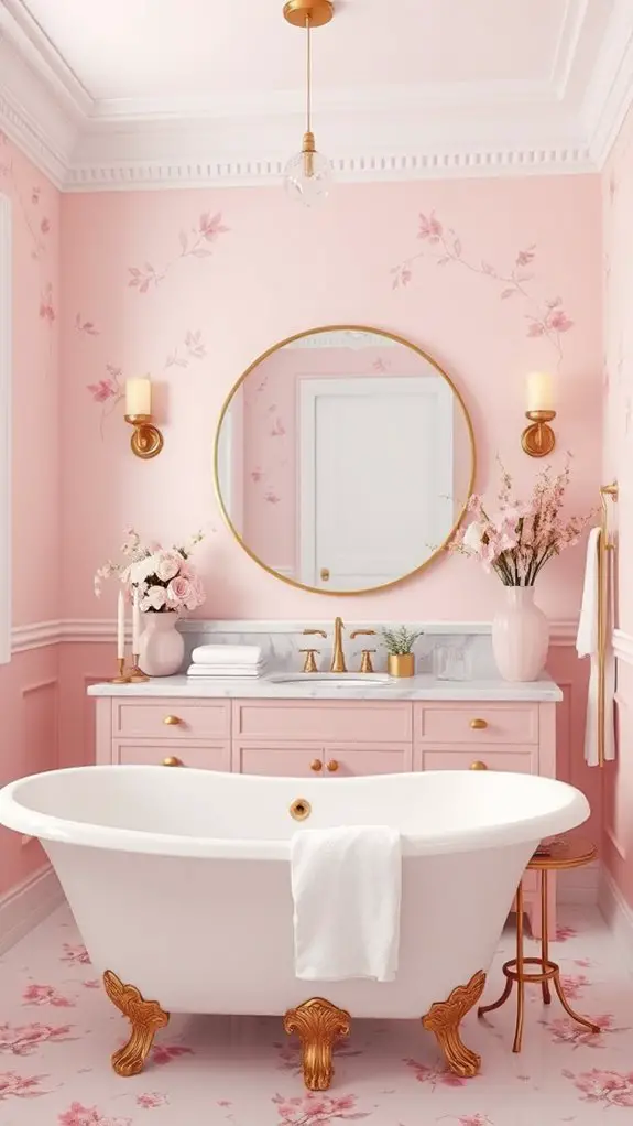 whimsical pink bathroom decor