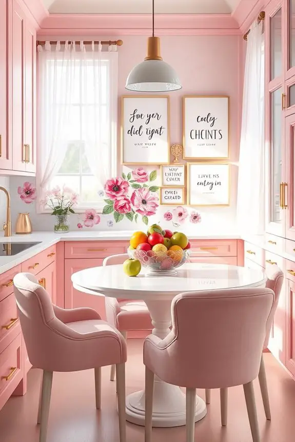 whimsical pink kitchen art