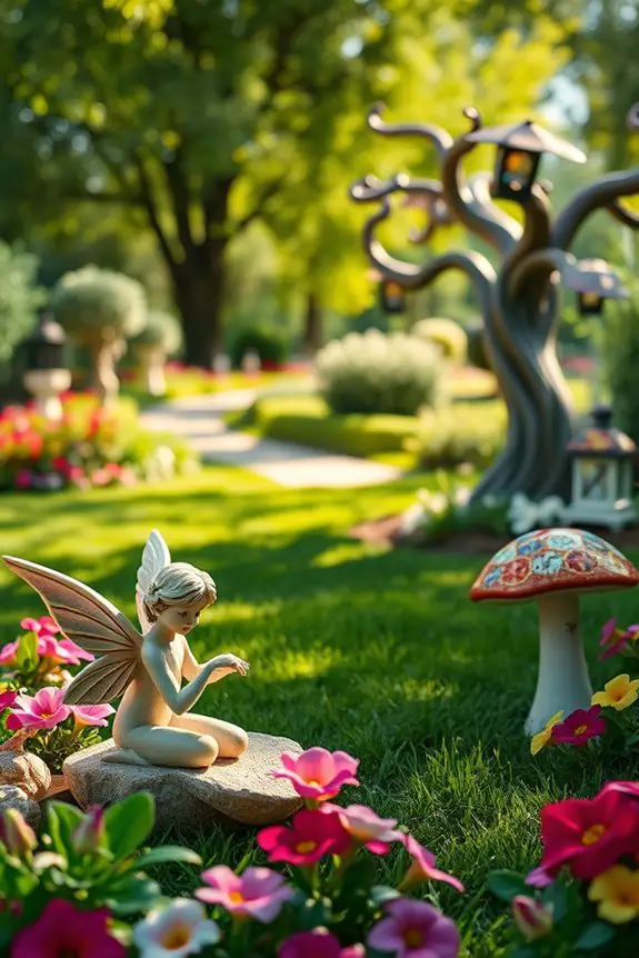 whimsical sculptures enhance gardens
