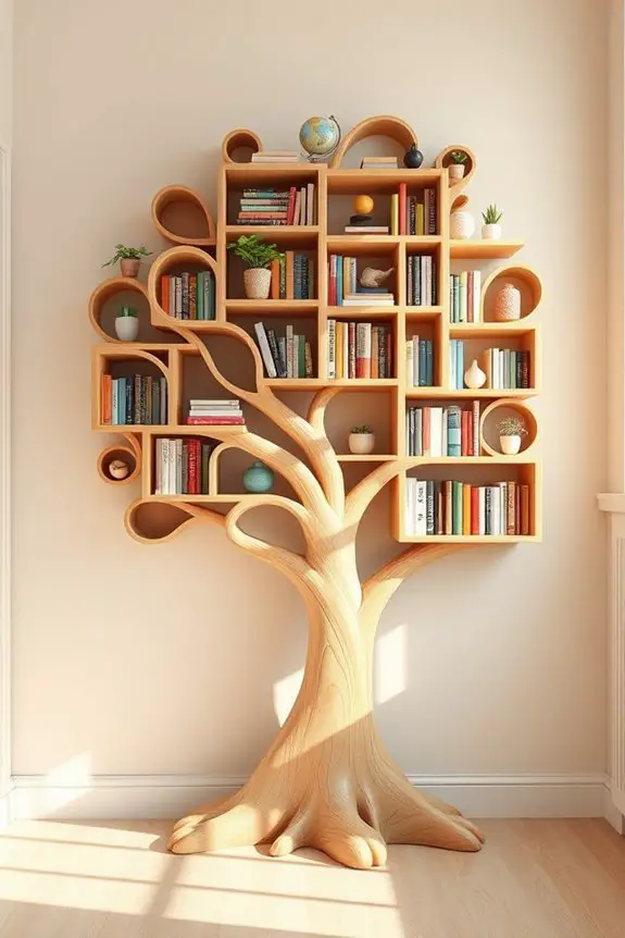 whimsical tree bookshelf design