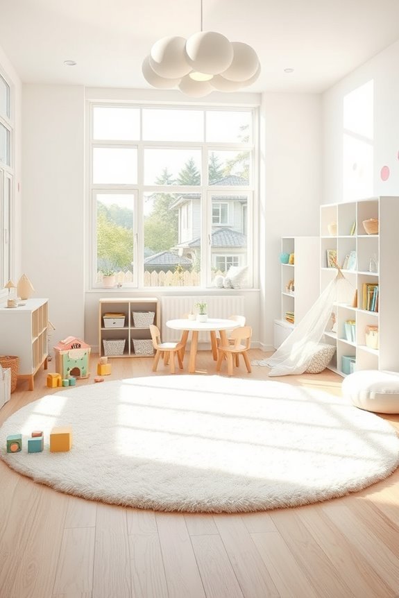 whimsical white playroom design