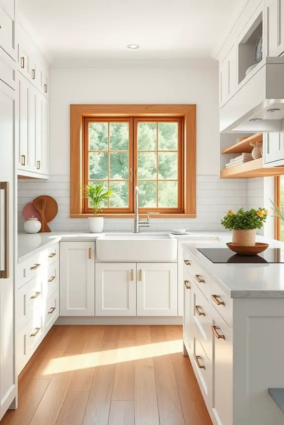 white kitchen with wood