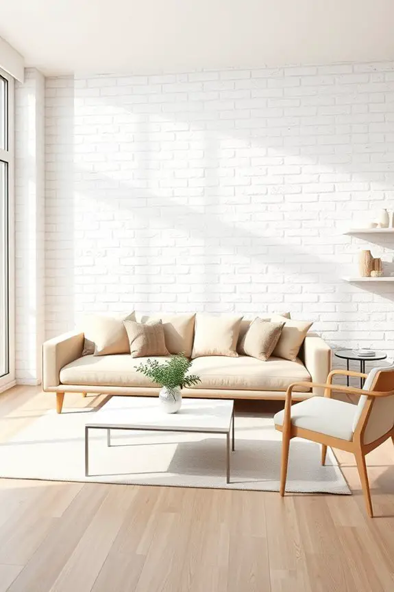 whitewashed brick modern decor