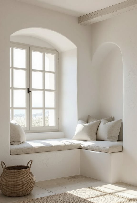 whitewashed mediterranean window seat
