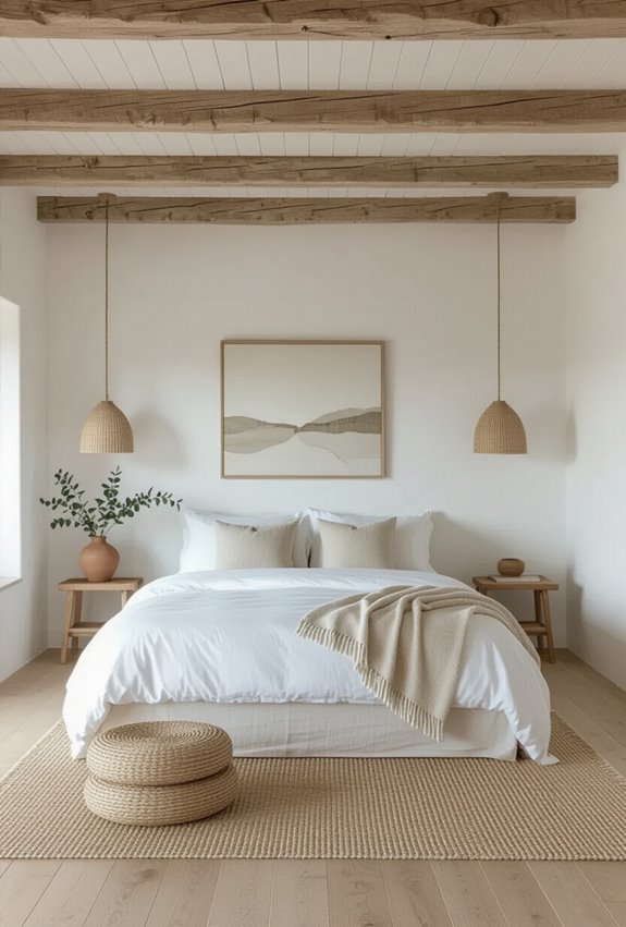 whitewashed rustic beam ceiling