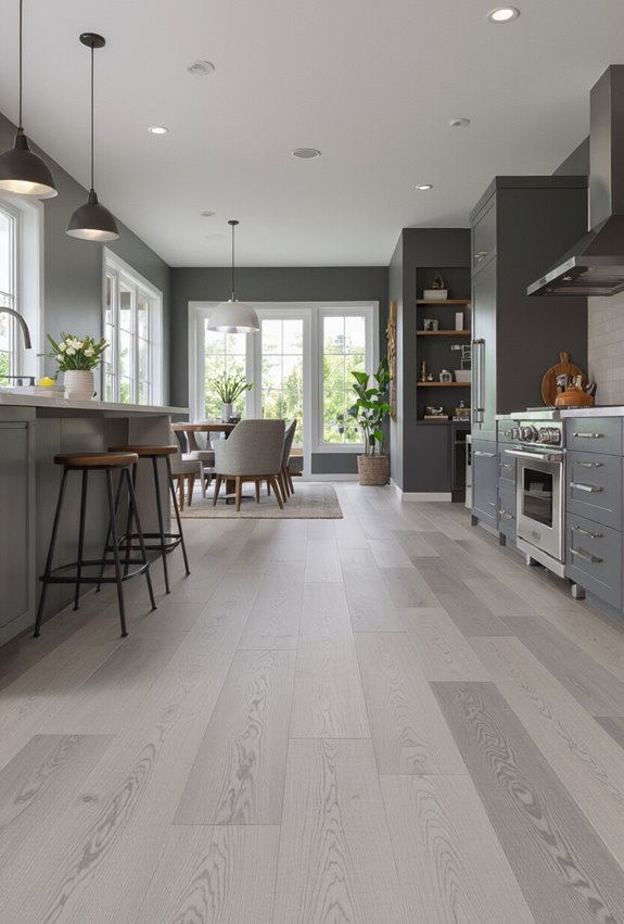 wide plank gray minimalist flooring