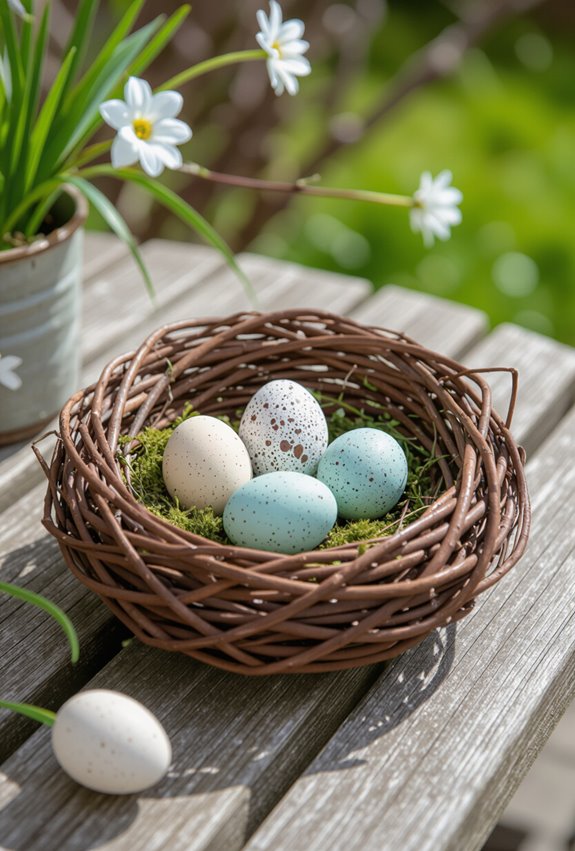 willow wreath with eggs