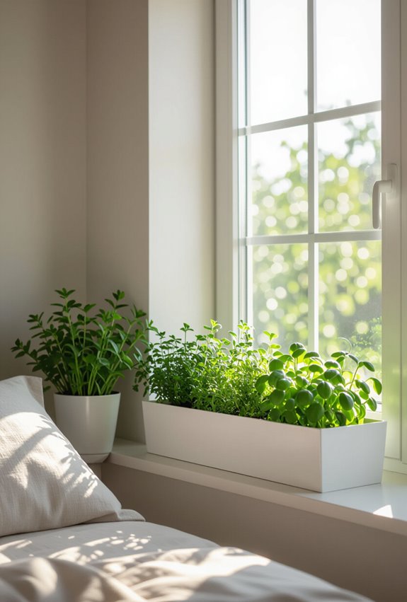 window sill aromatic herb garden