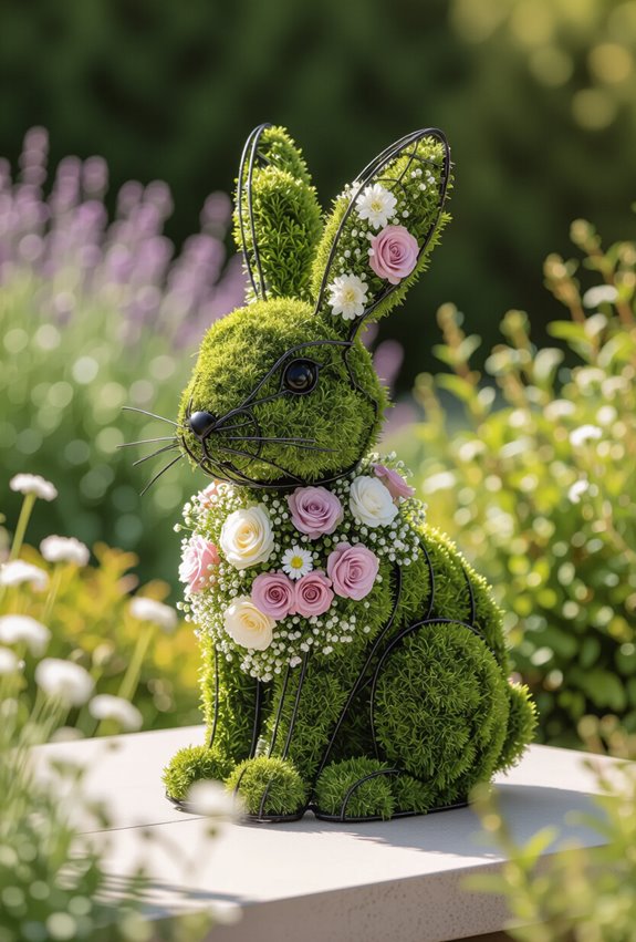 wire frame faux floral bunny