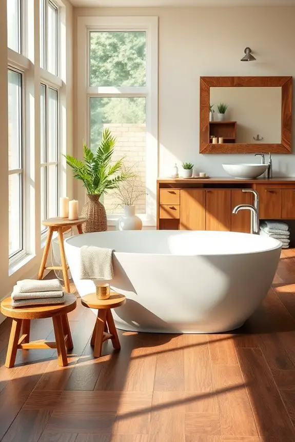 wood accents enhance warmth