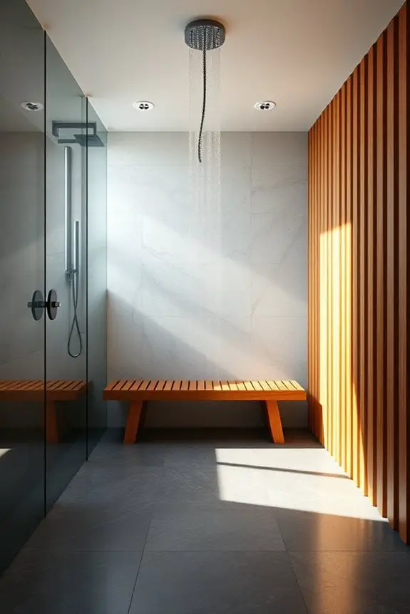 wood accents for showers