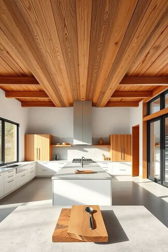 wood beams and concrete