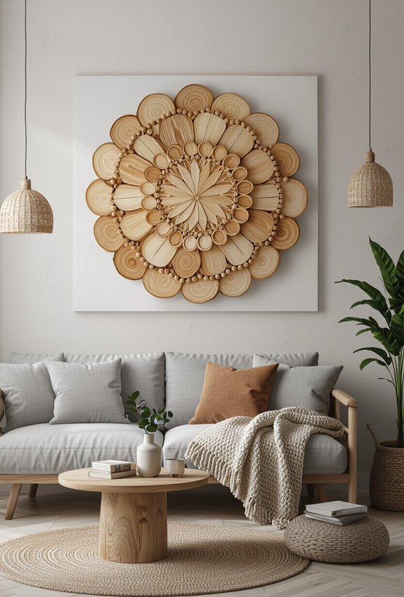wood slice boho mandala art