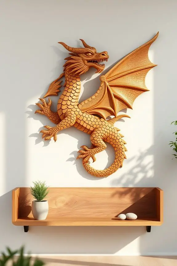 wooden dragon wall art